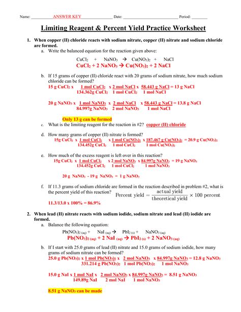 limiting reactant practice problems worksheet answers pdf